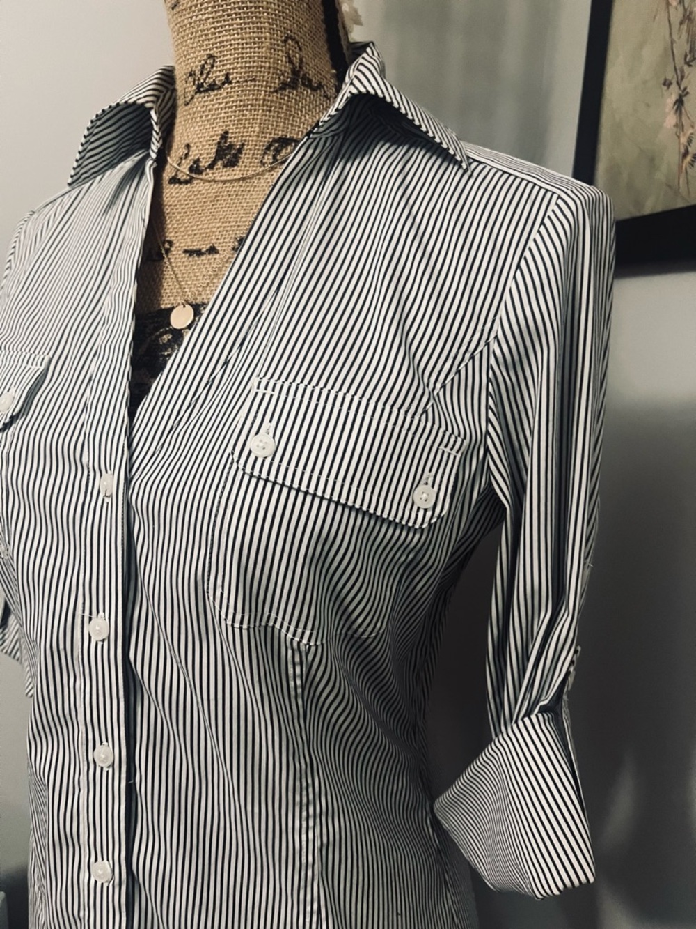 EXPRESS Classic Striped Button-Up Shirt - NWT - Picture 2 of 7